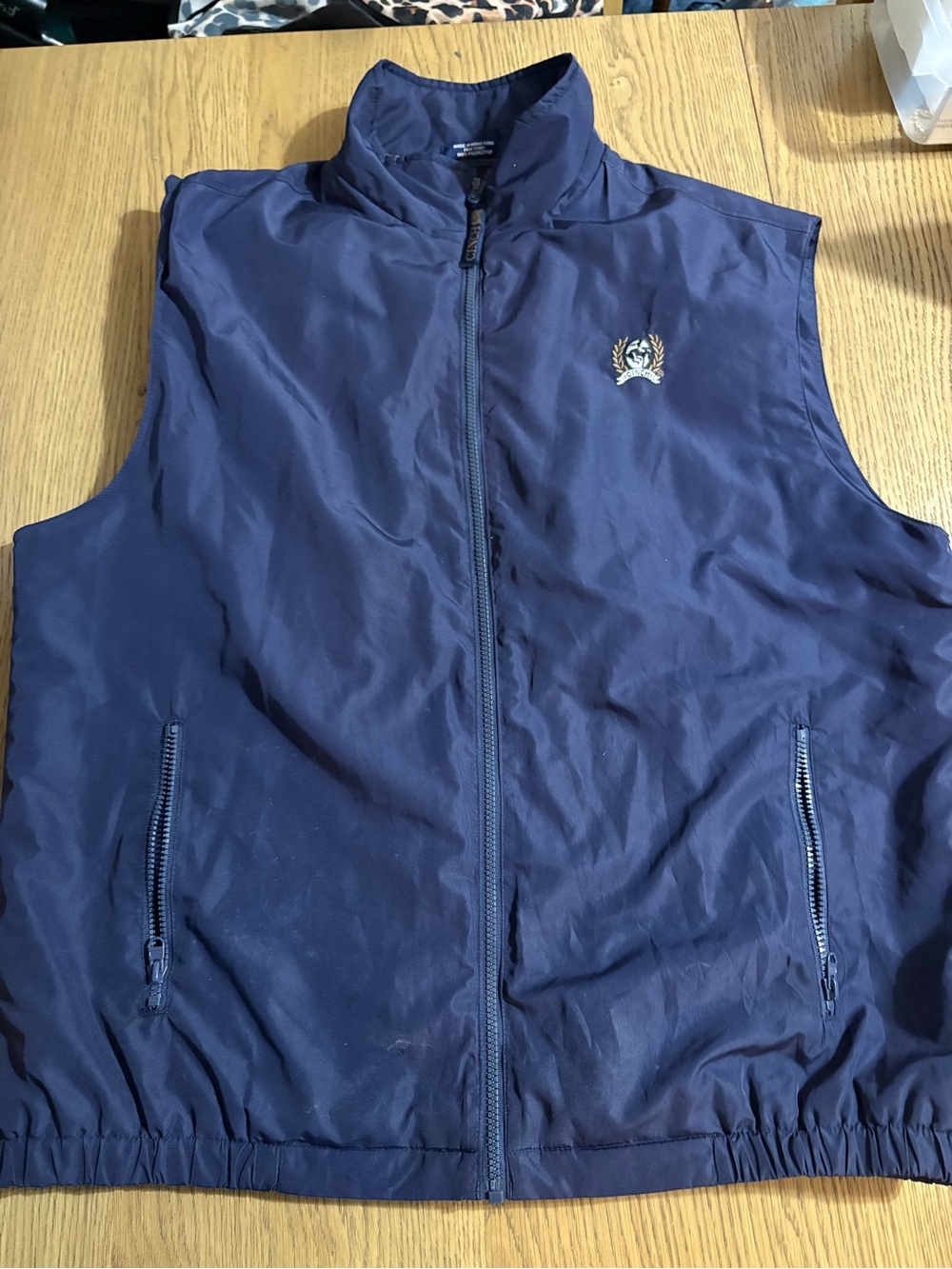 Cinch Navy Zip-Front Sleeveless Vest with Crest